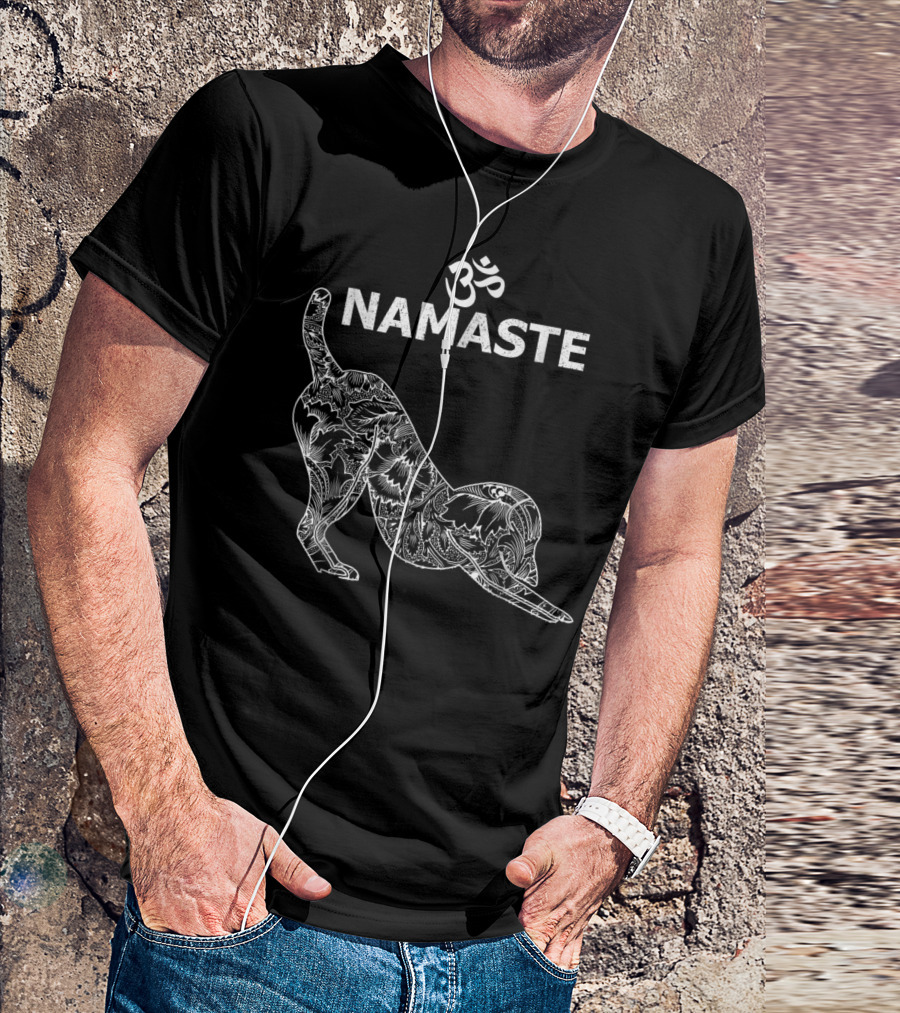 Namaste Om Dog Yoga Funny Namaste Om T-Shirt
