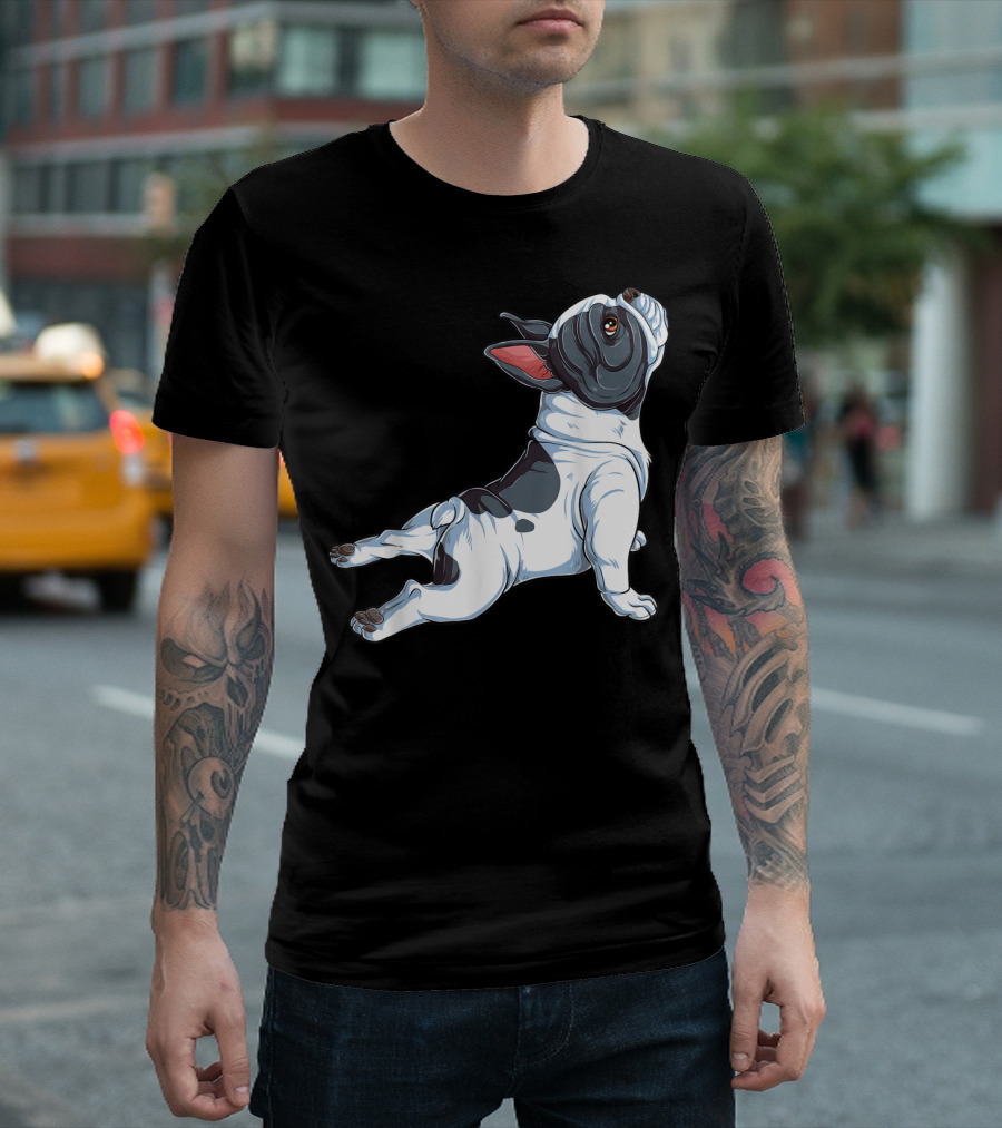 French Bulldog Frenchie Namaste Yoga Pose T-Shirt