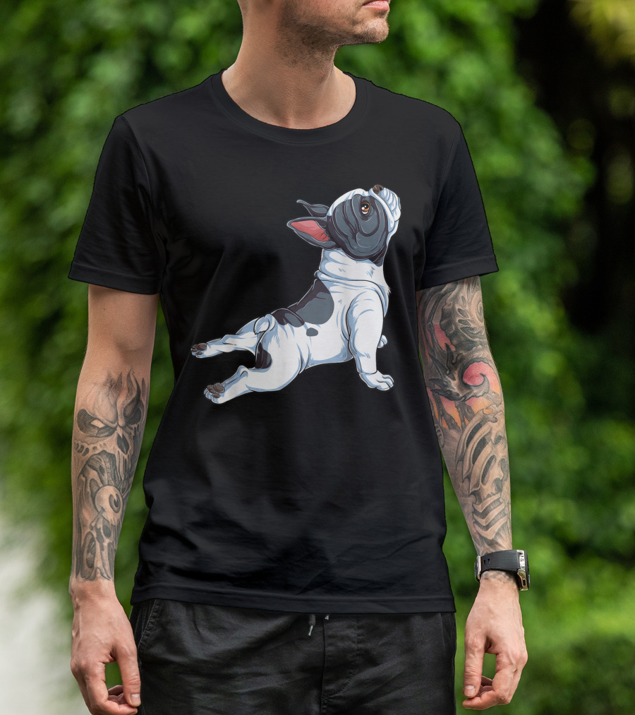 French Bulldog Frenchie Namaste Yoga Pose T-Shirt
