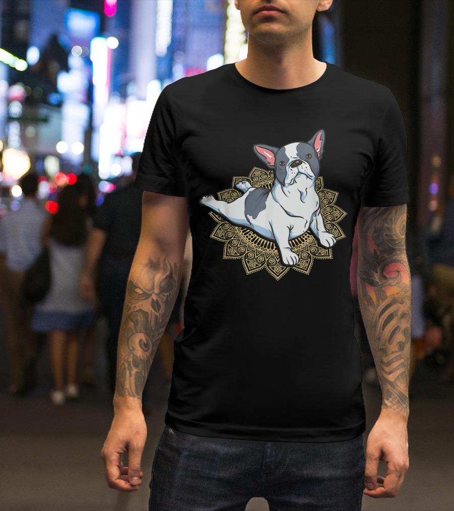 French Bulldog Yoga Frenchie Namaste Spiritual Mandala Pose T-Shirt