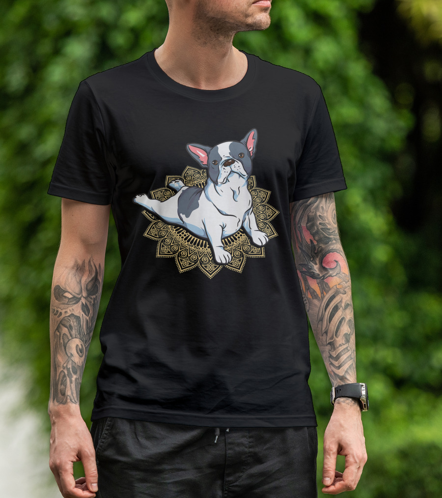 French Bulldog Yoga Frenchie Namaste Spiritual Mandala Pose T-Shirt