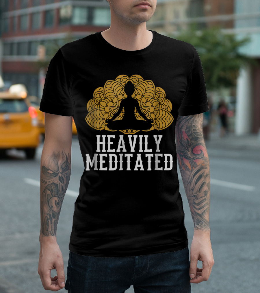 Heavily Meditated Funny Yoga with Mandala and Sitting Pose T-Shirt