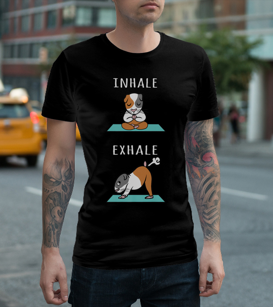 Guinea Pig Yoga Inhale Exhale Funny Pet Meditation T-Shirt