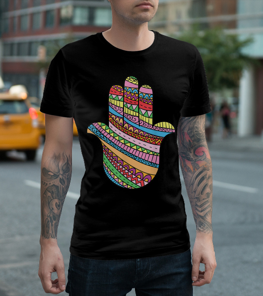 Hamsa Hand Buddha Arabic Amulet Meditation Colorful T-Shirt