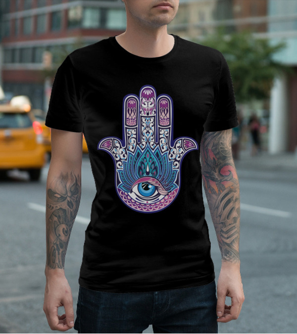 Hamsa Mandala Eye Hand Of Fatima Womens Yoga Iconic T-Shirt
