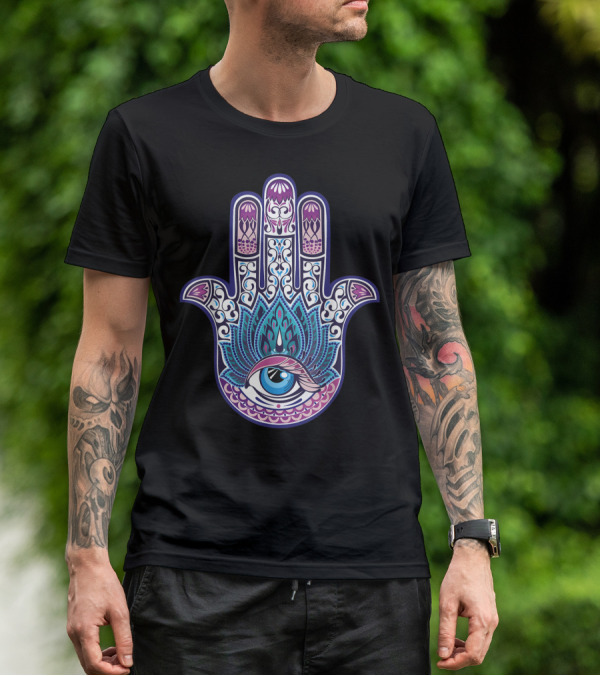 Hamsa Mandala Eye Hand Of Fatima Womens Yoga Iconic T-Shirt