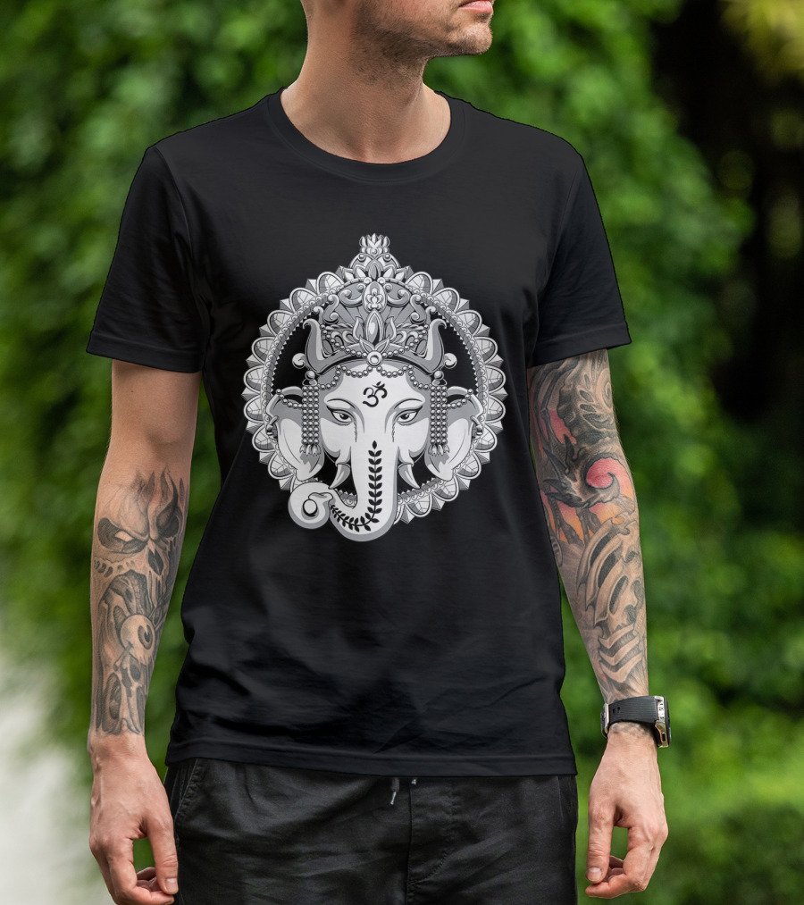 Ganesh Elephant Om Symbol Hindu Yoga Meditation T-Shirt