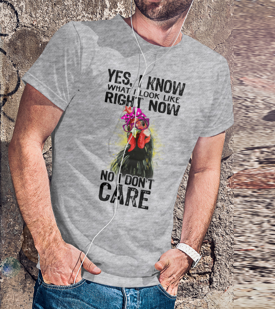 Yes I Know What I Look Like Right Now No I Don't Care Rooster With Bow Glasses T-Shirt