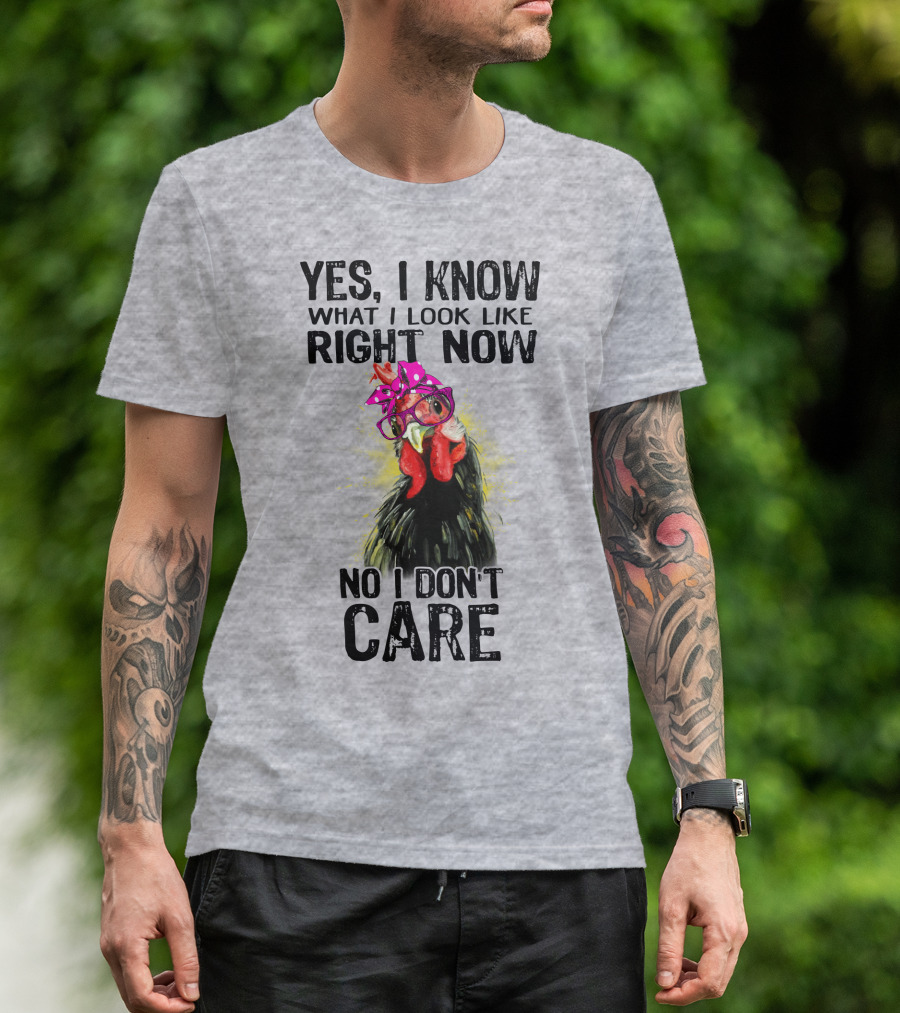 Yes I Know What I Look Like Right Now No I Don't Care Rooster With Bow Glasses T-Shirt