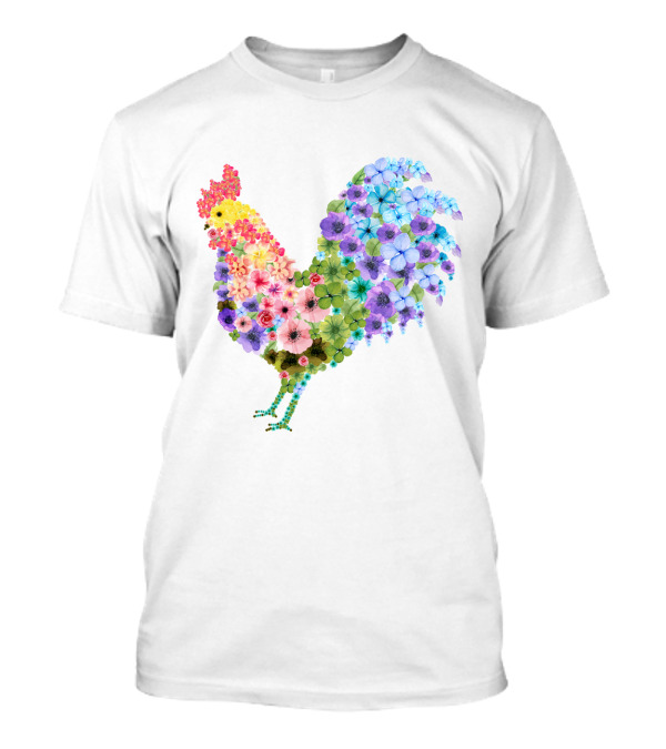 CHICKEN Flower Patterned Rooster With Vibrant Floral Colors T-Shirt