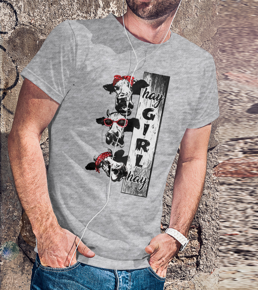 Hay GIRL Hay Cow Trio Red Bandana And Glasses T-Shirt