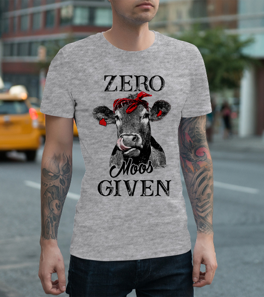 Zero Moos Given Cow Bandana Red Ear Tag T-Shirt