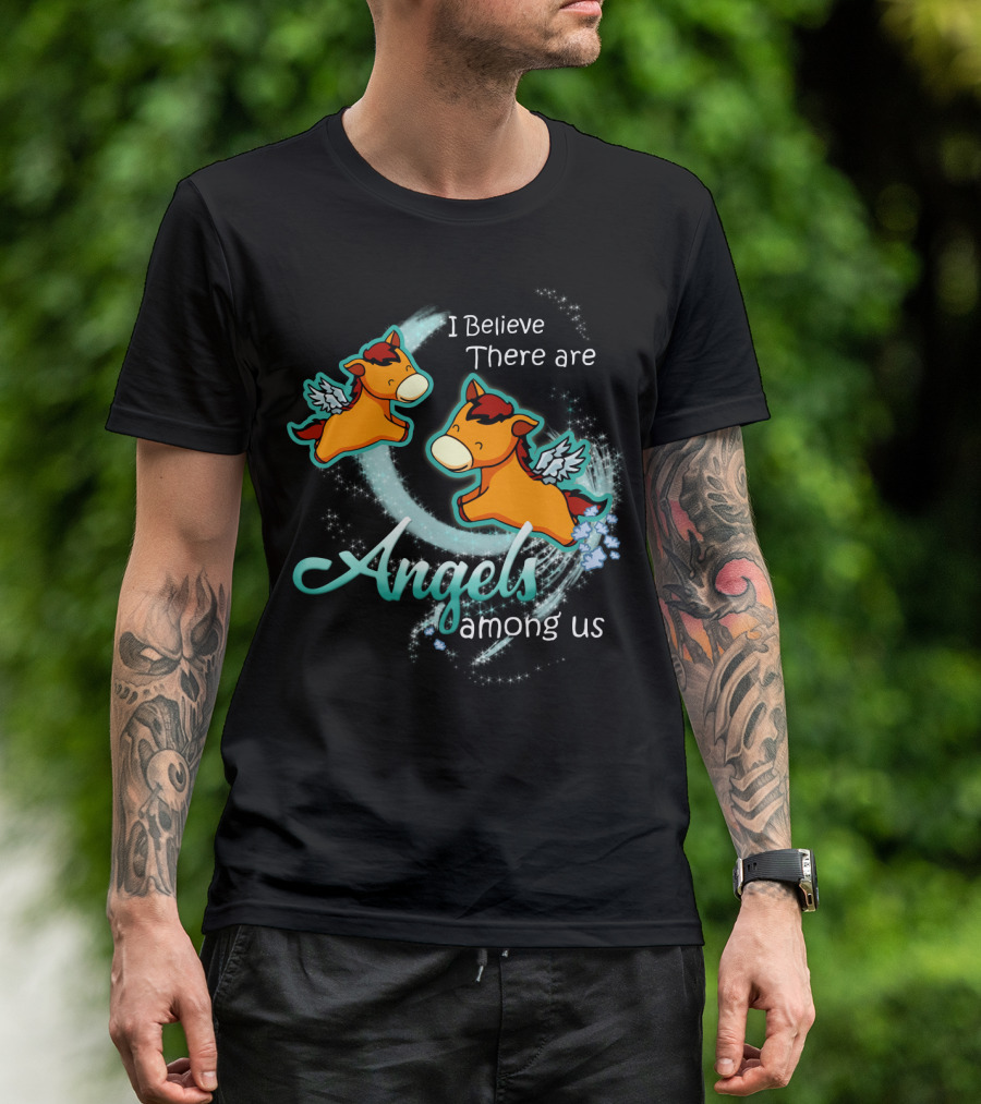I Believe There Are Angels Among Us Flying Horses With Wings T-Shirt