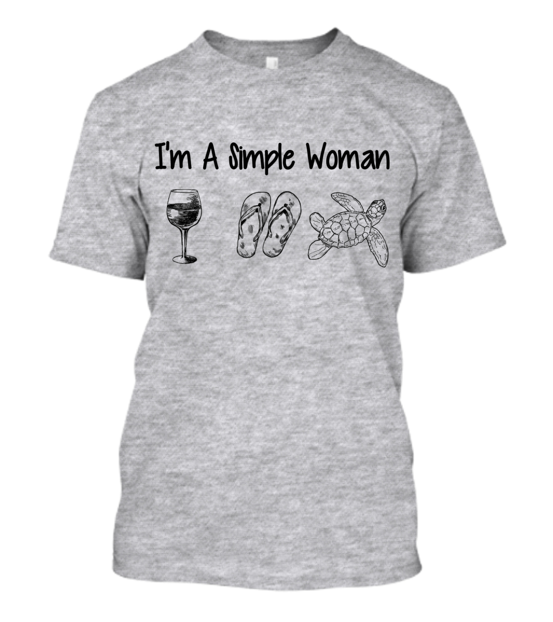 I'm A Simple Woman Wine Flip-Flops Turtle T-Shirt