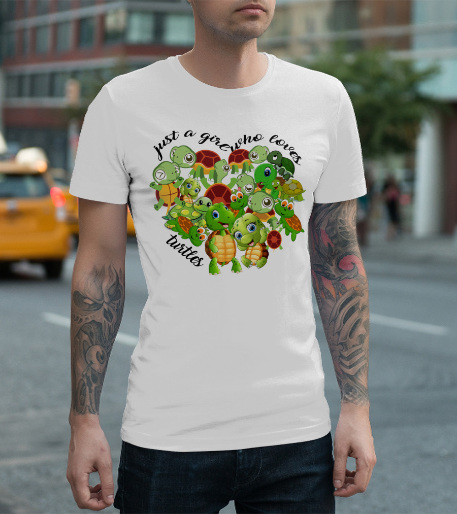 Just a Girl Who Loves Turtles Cute Cartoon Turtle Collection T-Shirt