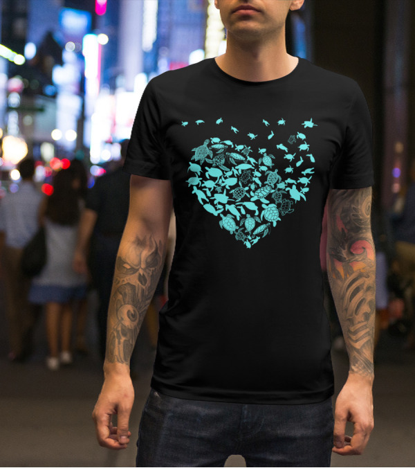 Turtles Heart Shape Ocean Love T-Shirt
