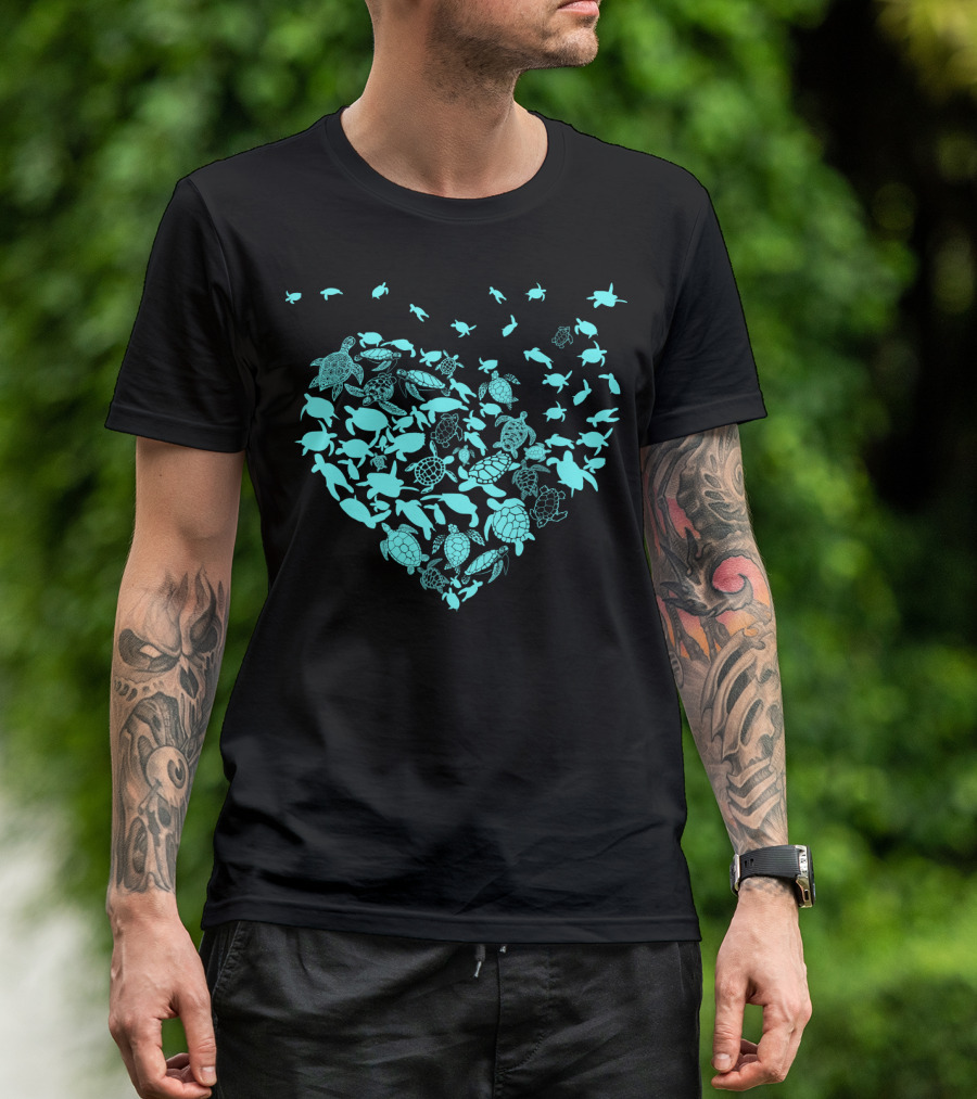 Turtles Heart Shape Ocean Love T-Shirt