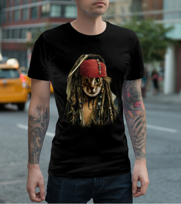 Cat Pirate Captain Feline Buccaneer T-Shirt