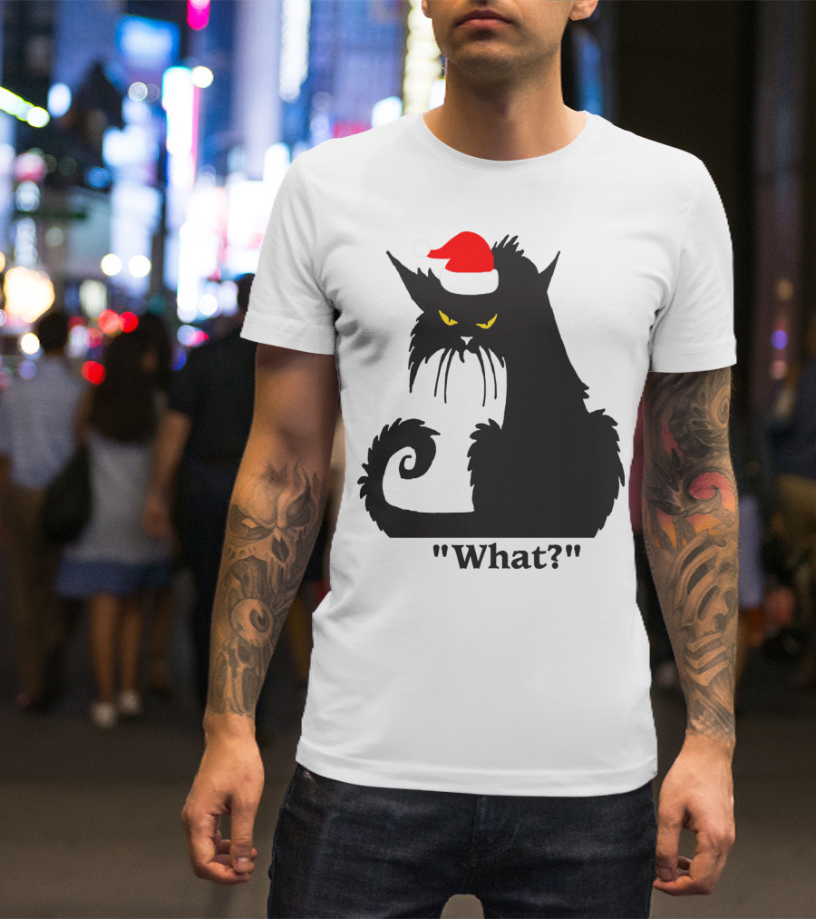 What Cat With Santa Hat T-Shirt
