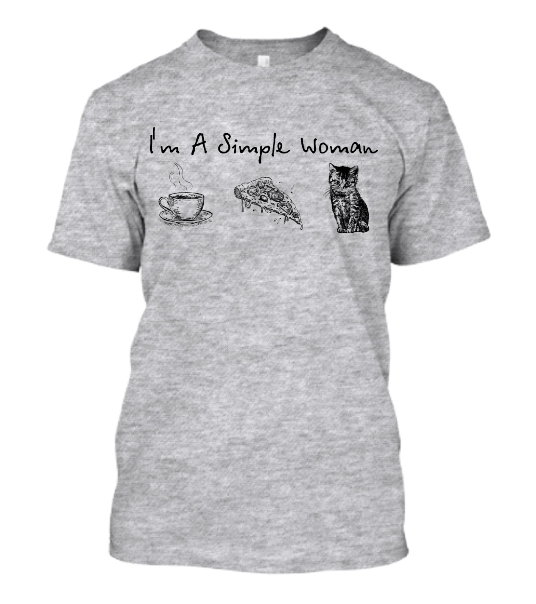 I'm A Simple Woman Coffee Pizza Cat T-Shirt