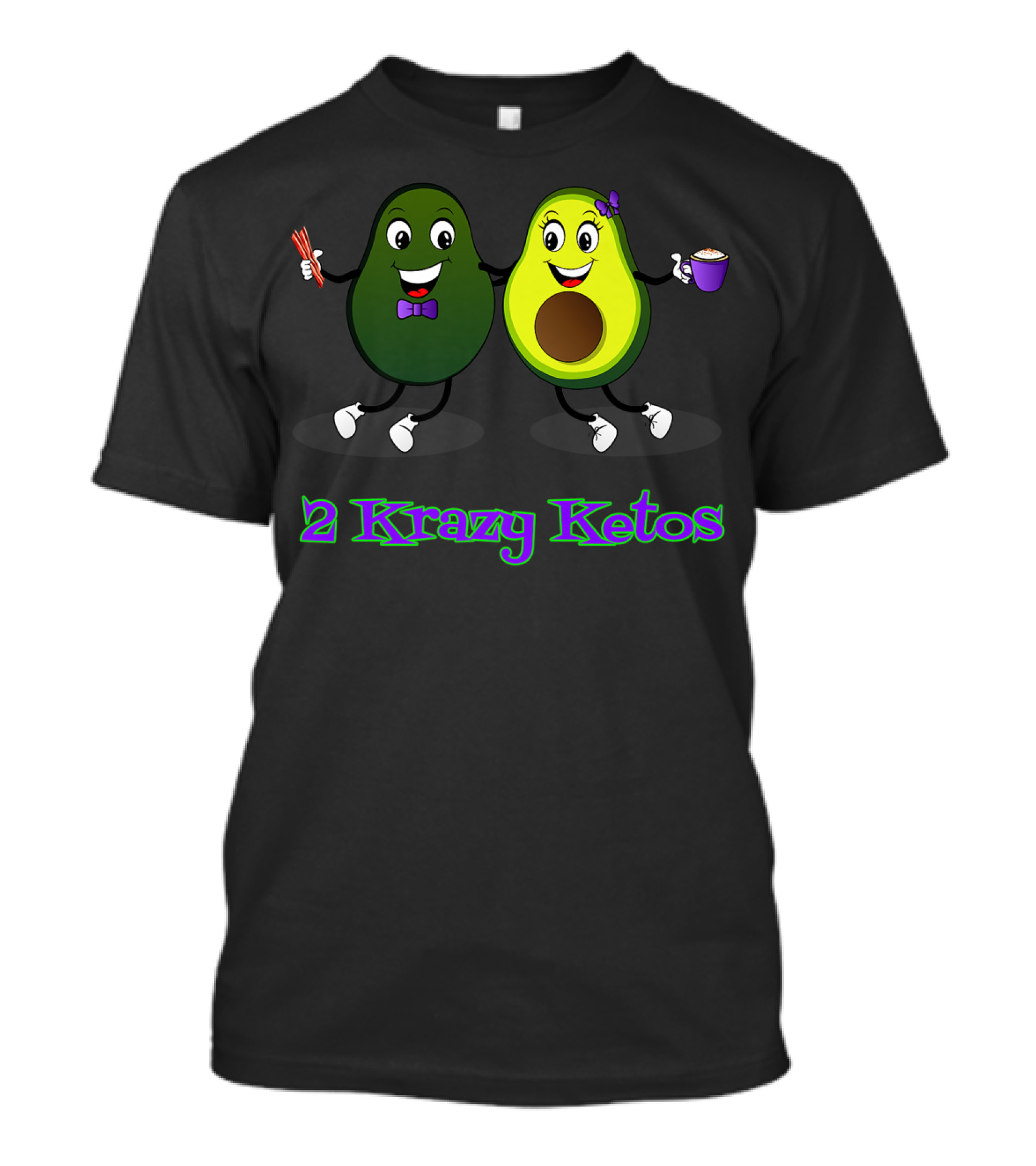2 Krazy Ketos Avocado Friends With Chopsticks And Coffee T-Shirt