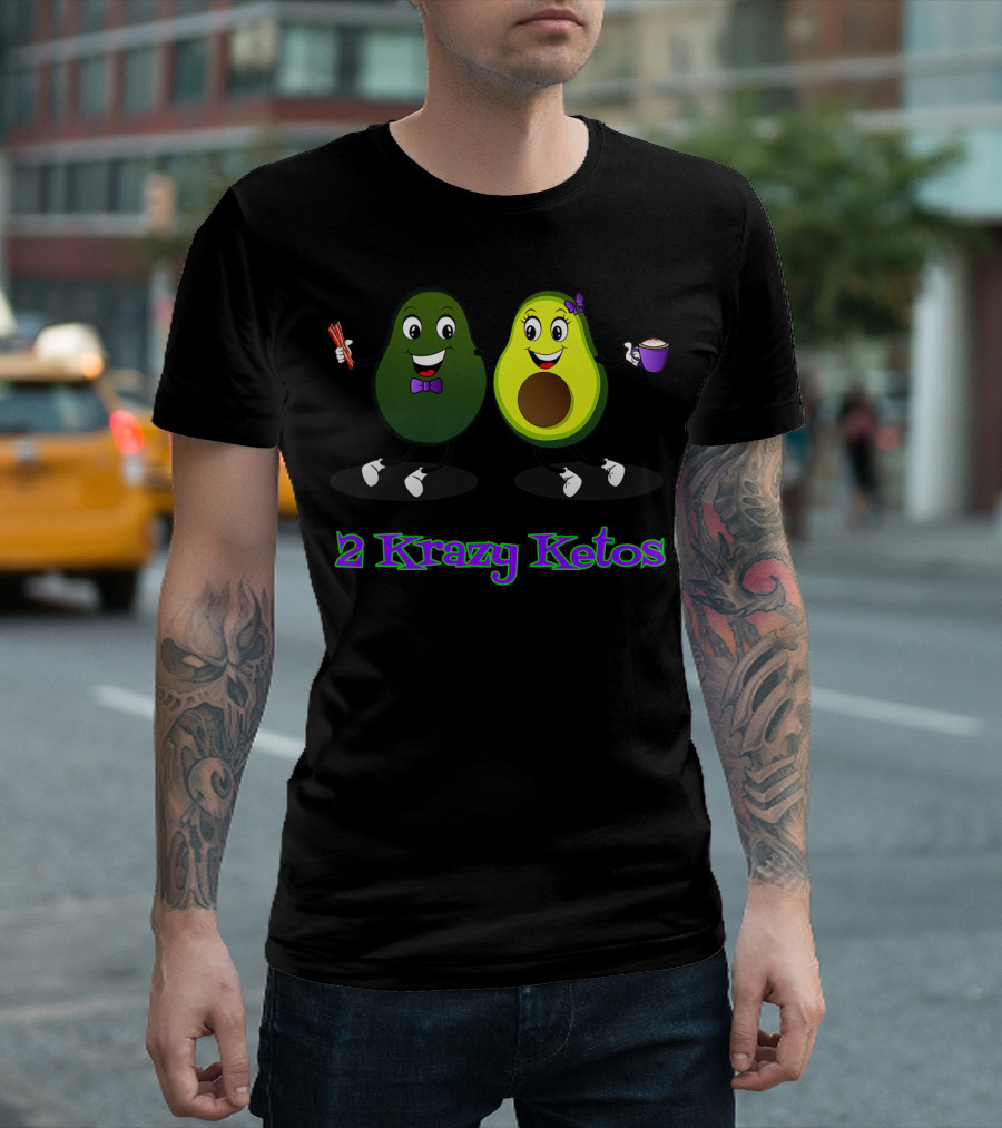 2 Krazy Ketos Avocado Friends With Chopsticks And Coffee T-Shirt