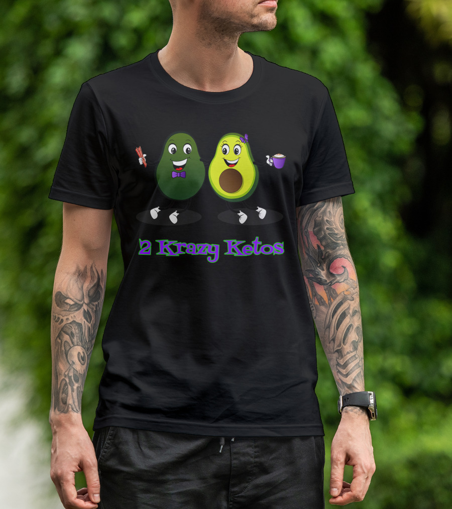2 Krazy Ketos Avocado Friends With Chopsticks And Coffee T-Shirt
