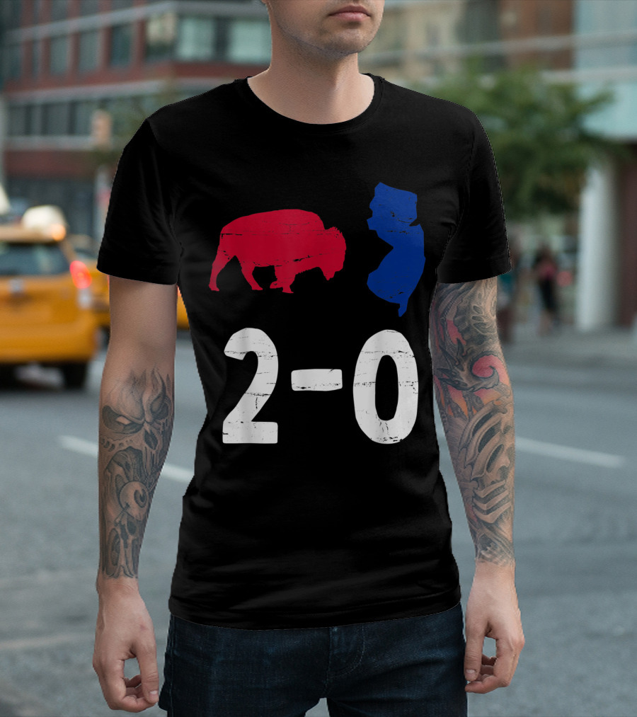 Bills Mafia Buffalo New Jersey Map 2-0 Victory T-Shirt