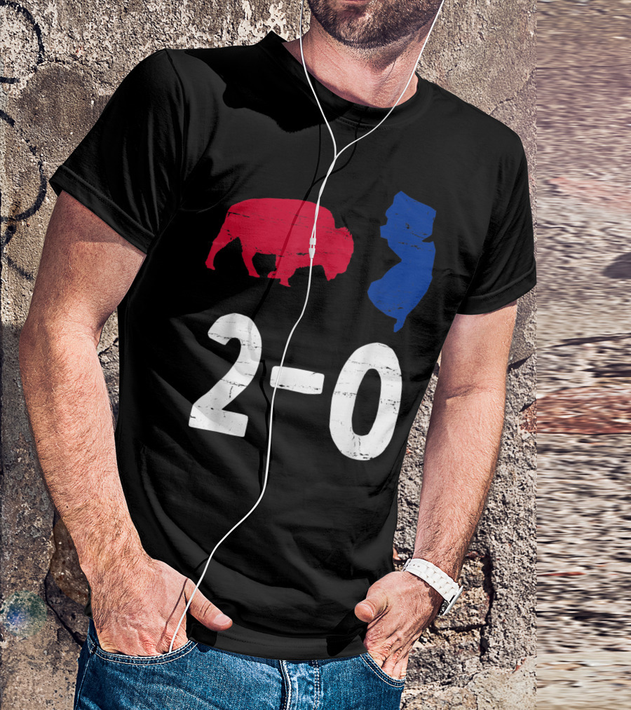 Bills Mafia Buffalo New Jersey Map 2-0 Victory T-Shirt