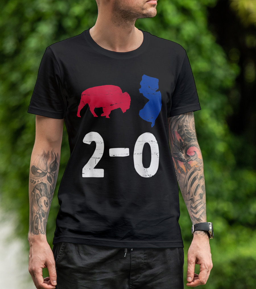 Bills Mafia Buffalo New Jersey Map 2-0 Victory T-Shirt