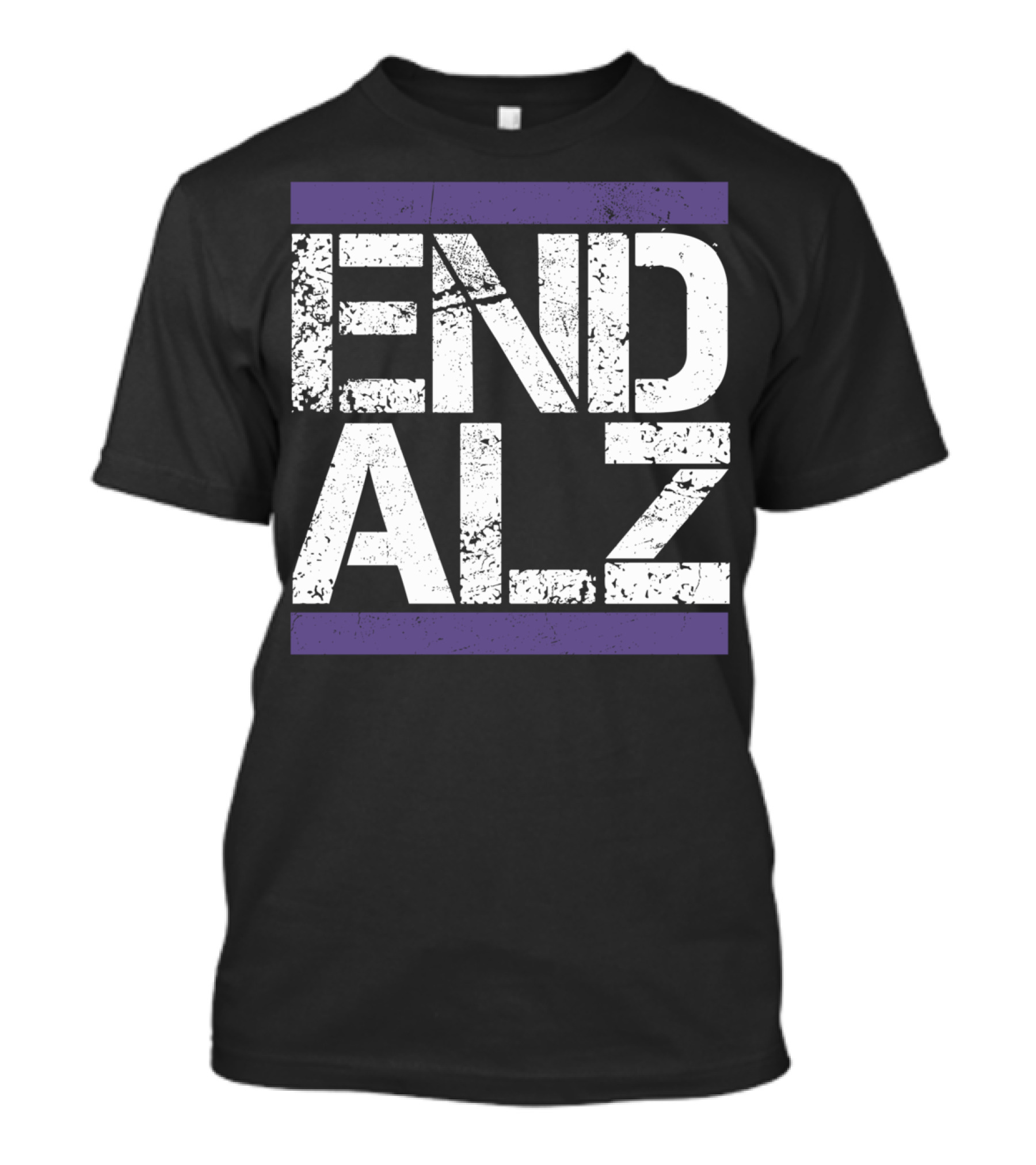 End ALZ Alzheimer's Awareness With Bold Distressed Purple Stripes T-Shirt