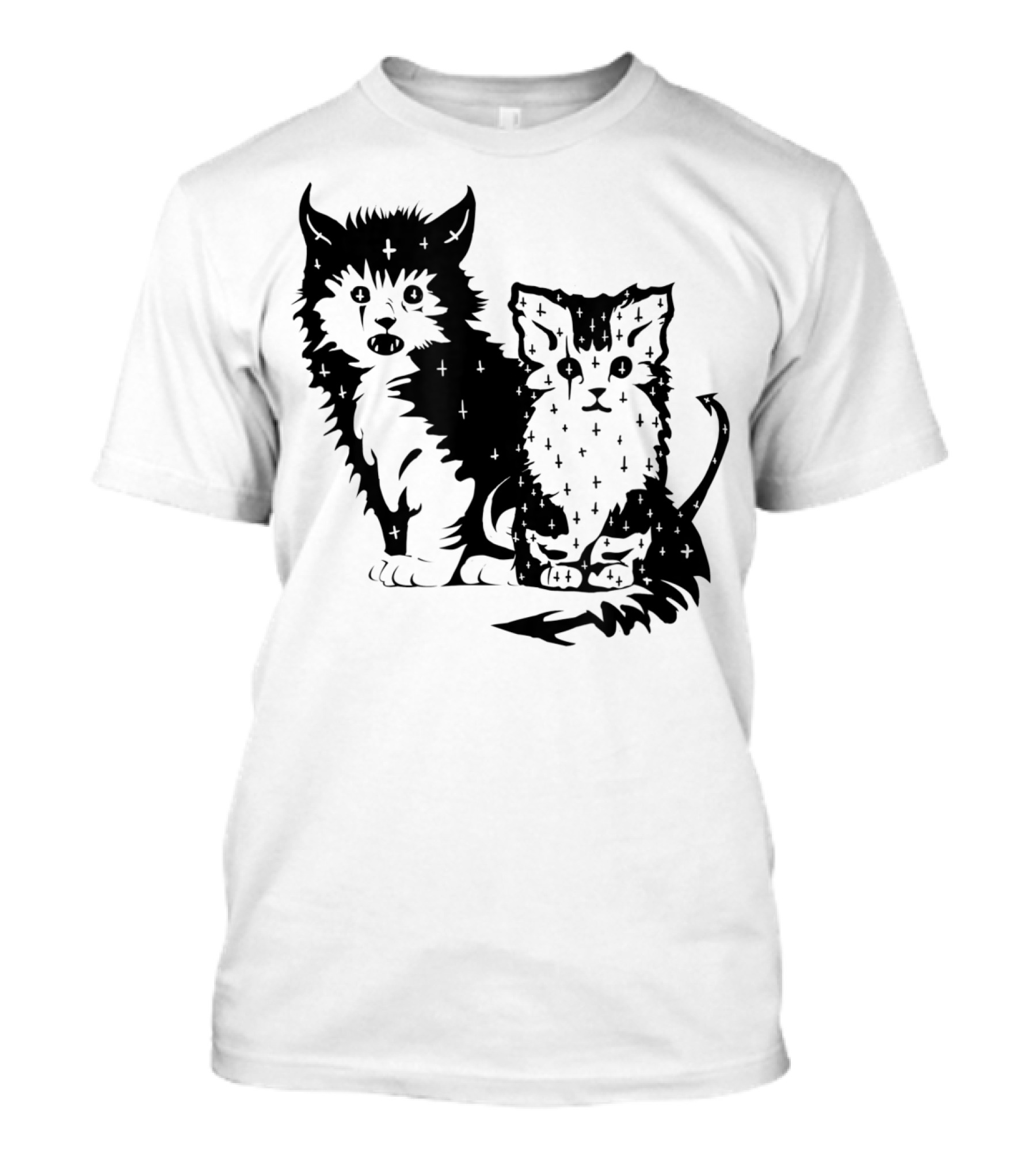 Black Cat And Kitten Halloween Wicked Hex T-Shirt