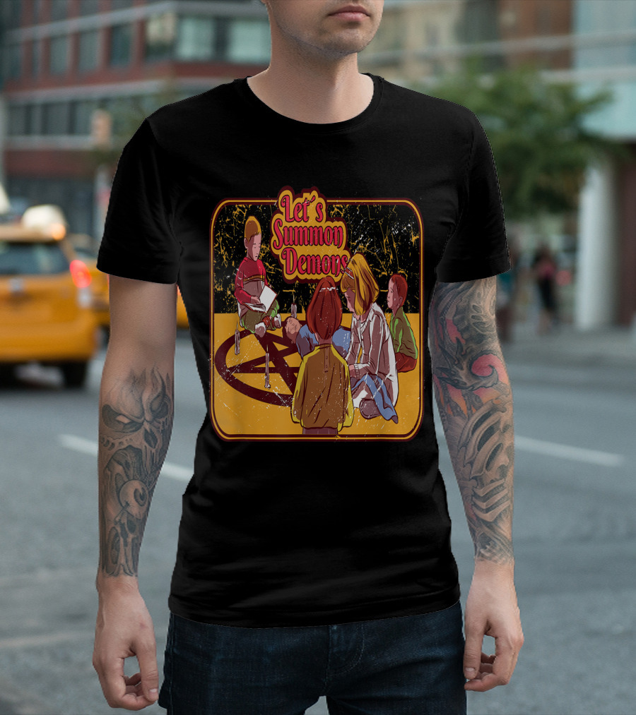 Let's Summon Demons Halloween Horror Friends Creepy T-Shirt