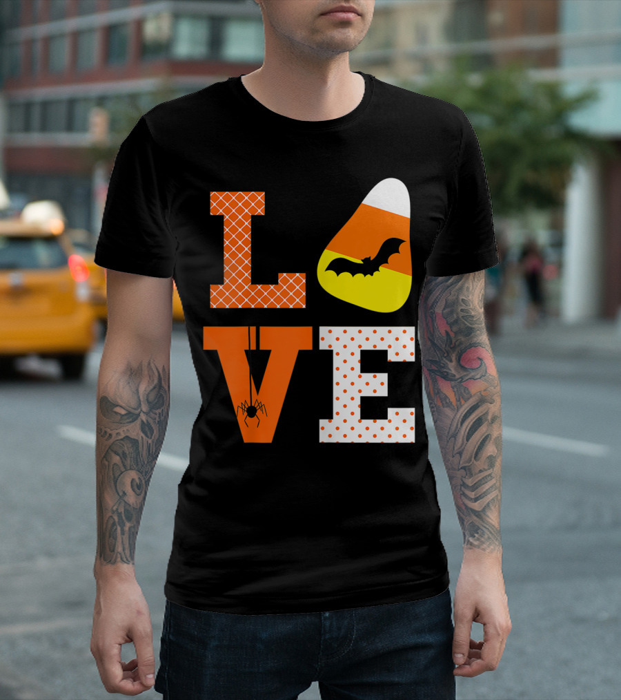 Candy Corn Spider Bat Love Halloween T-Shirt