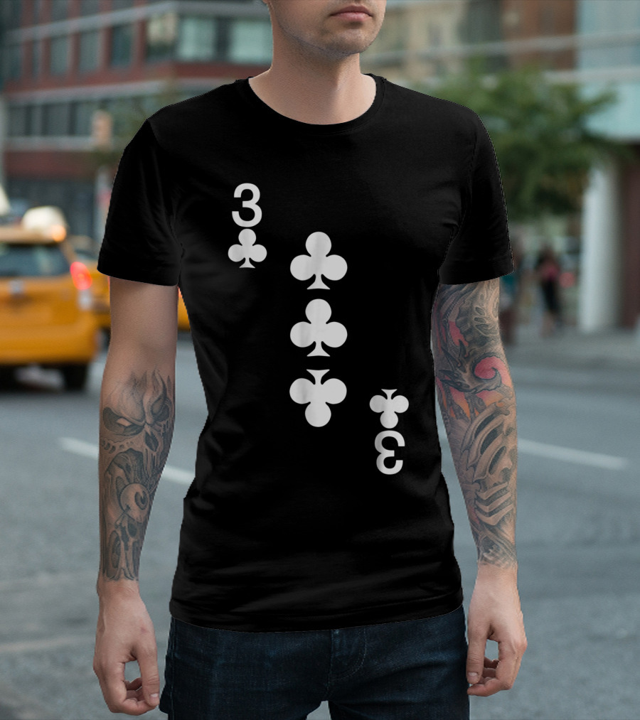 3 Of Clubs Playing Card Halloween Costume RG Poker Suit T-Shirt