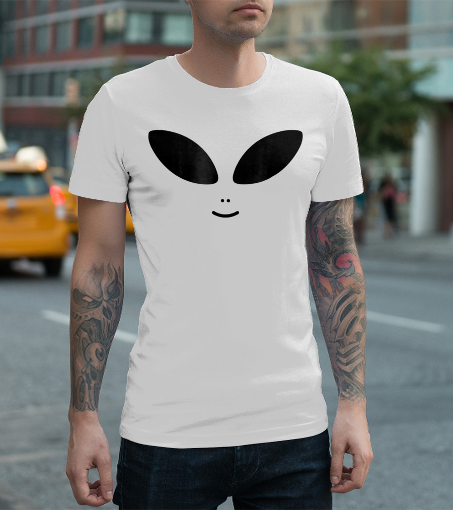 Halloween Cute Green Alien Face Costume T-Shirt