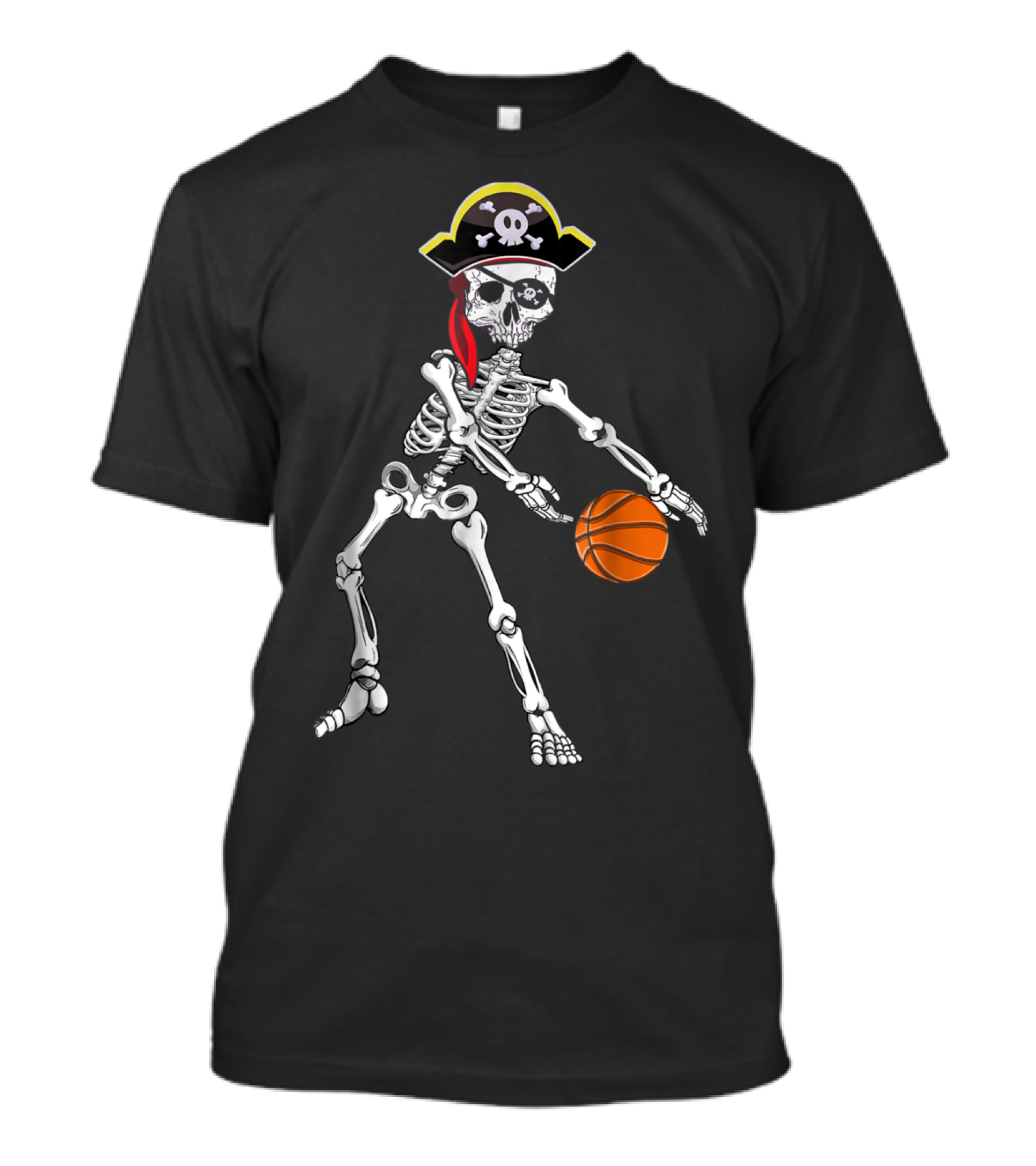 American Pirate Skeleton Flossing With Basketball T-Shirt