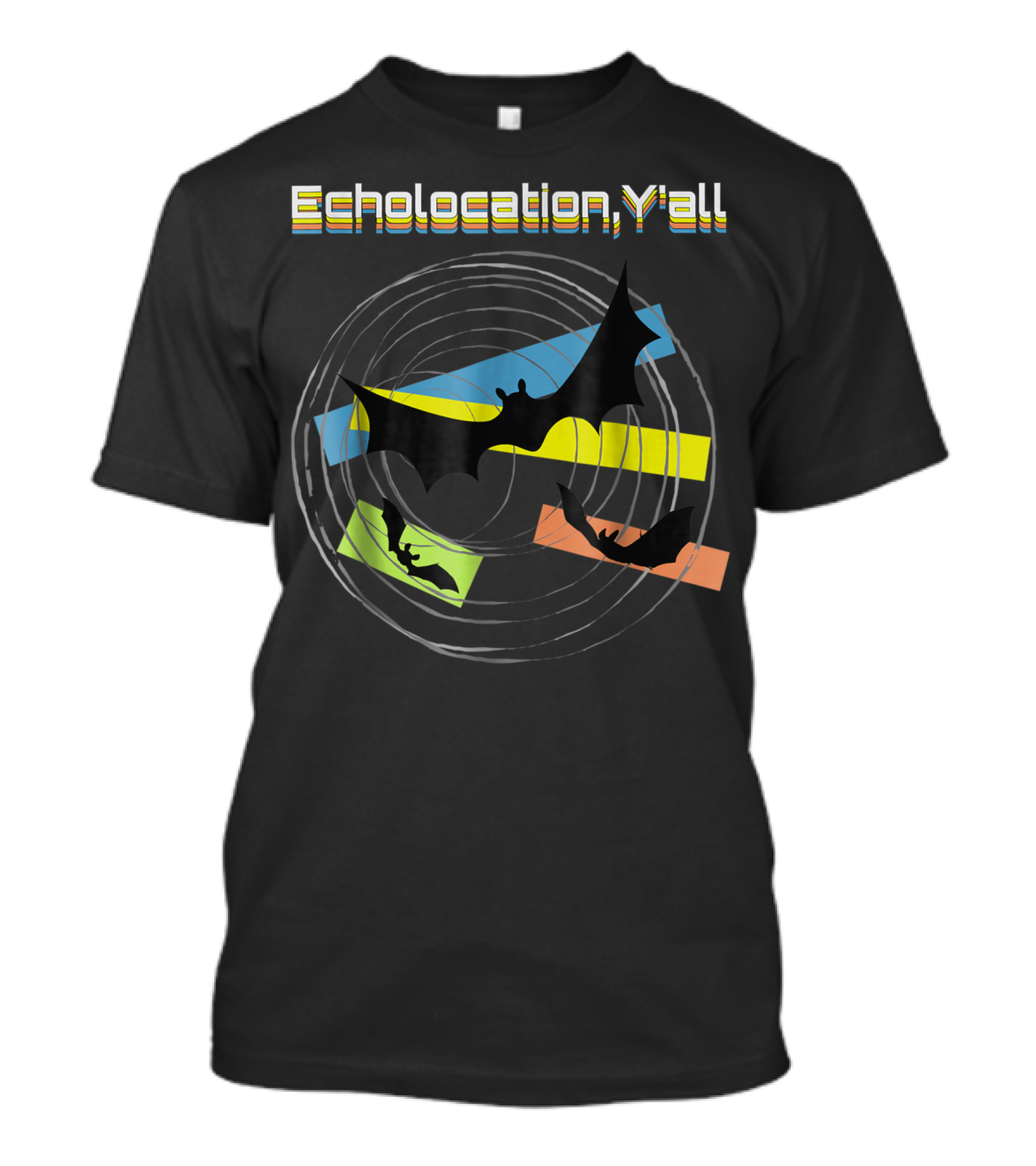 Echolocation Y'all Bats Sonar Radar Silhouettes Circles T-Shirt