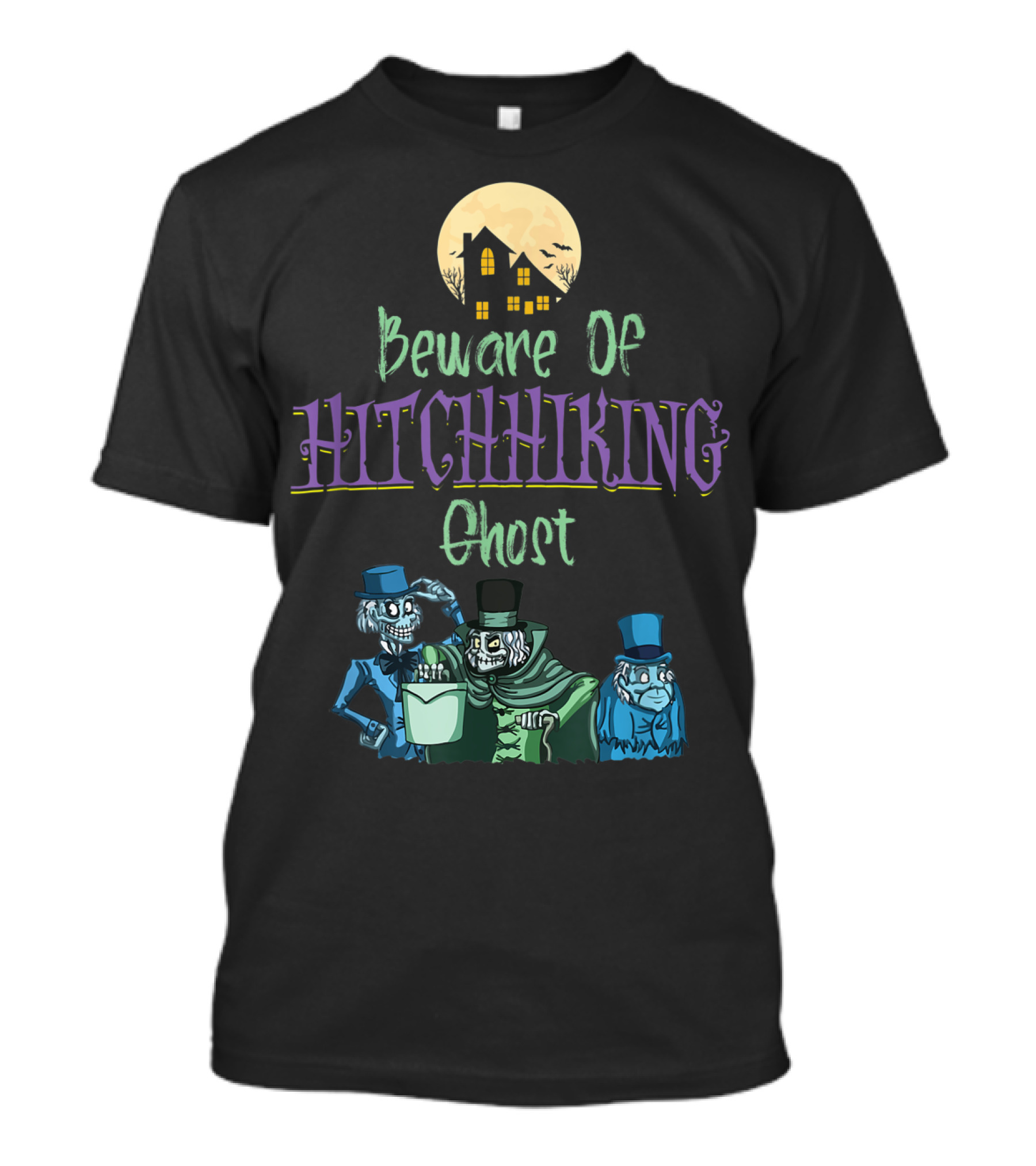 Beware Of Hitchhiking Ghosts Haunted Mansion Moonlight Trio T-Shirt