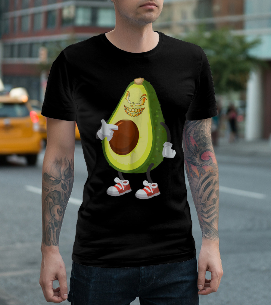 Avoscary Funny Avocado Halloween Scary Face Sneakers T-Shirt