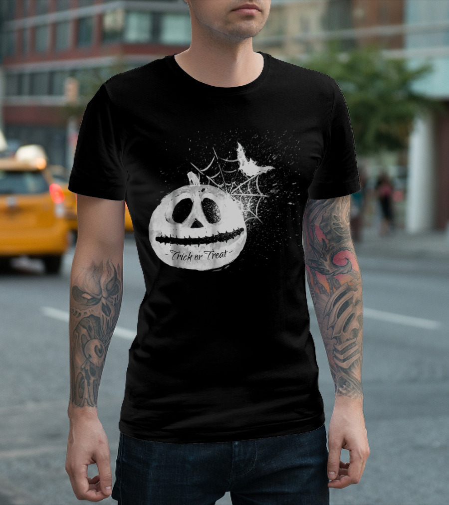 Bat Spiderweb Pumpkin Trick Or Treat Halloween T-Shirt