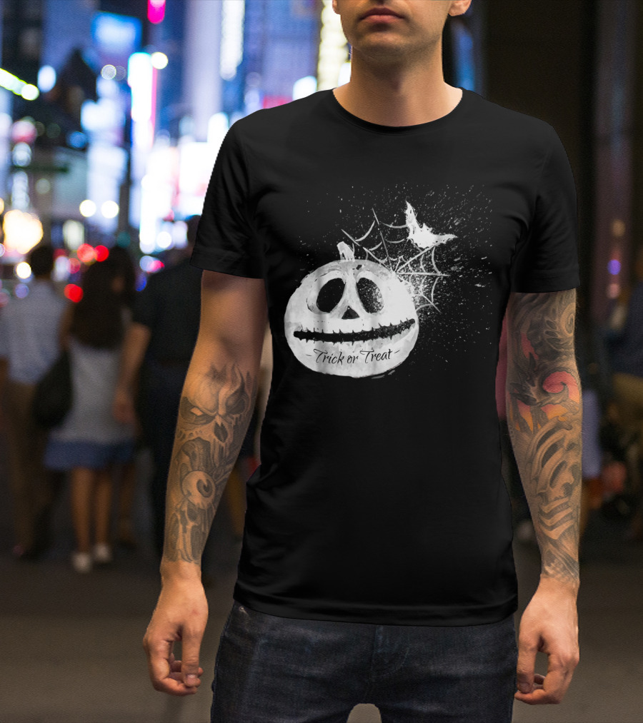Bat Spiderweb Pumpkin Trick Or Treat Halloween T-Shirt