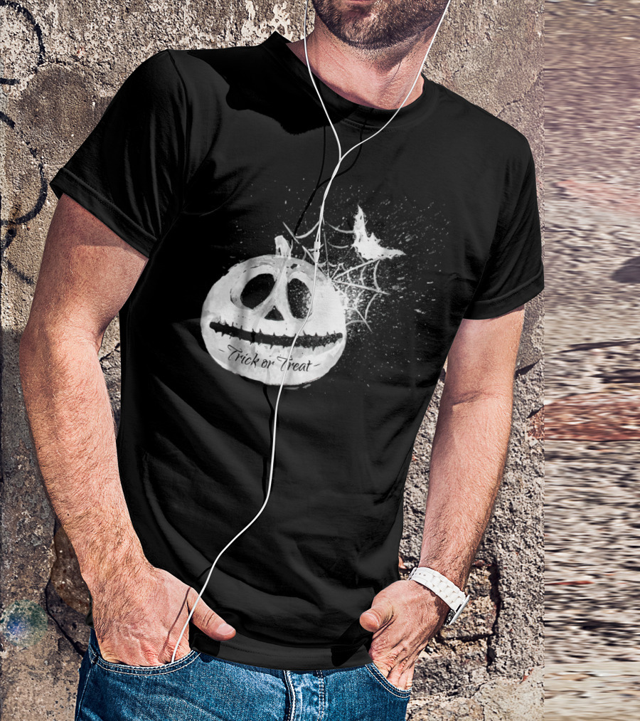 Bat Spiderweb Pumpkin Trick Or Treat Halloween T-Shirt