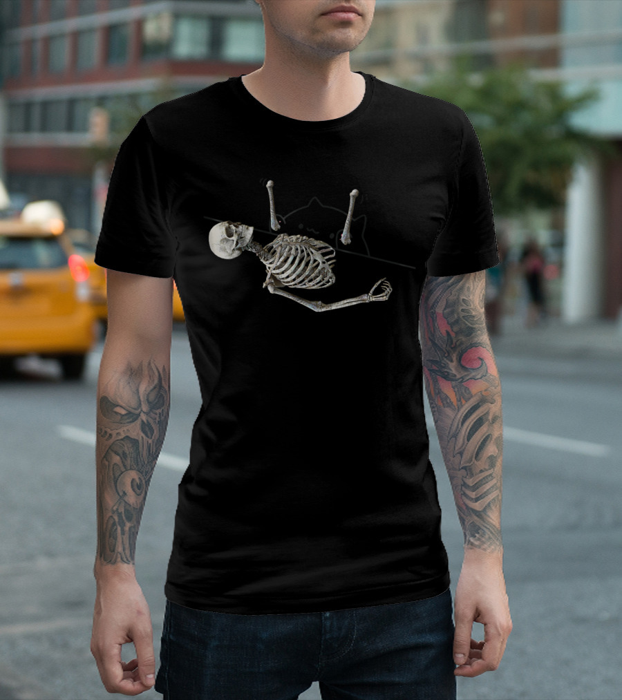 Bongo Cat Playing Skeleton Xylophone Bones T-Shirt