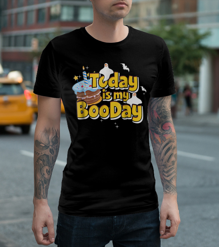 Today Is My Boo Day Halloween Birthday Cake Ghost Bats T-Shirt