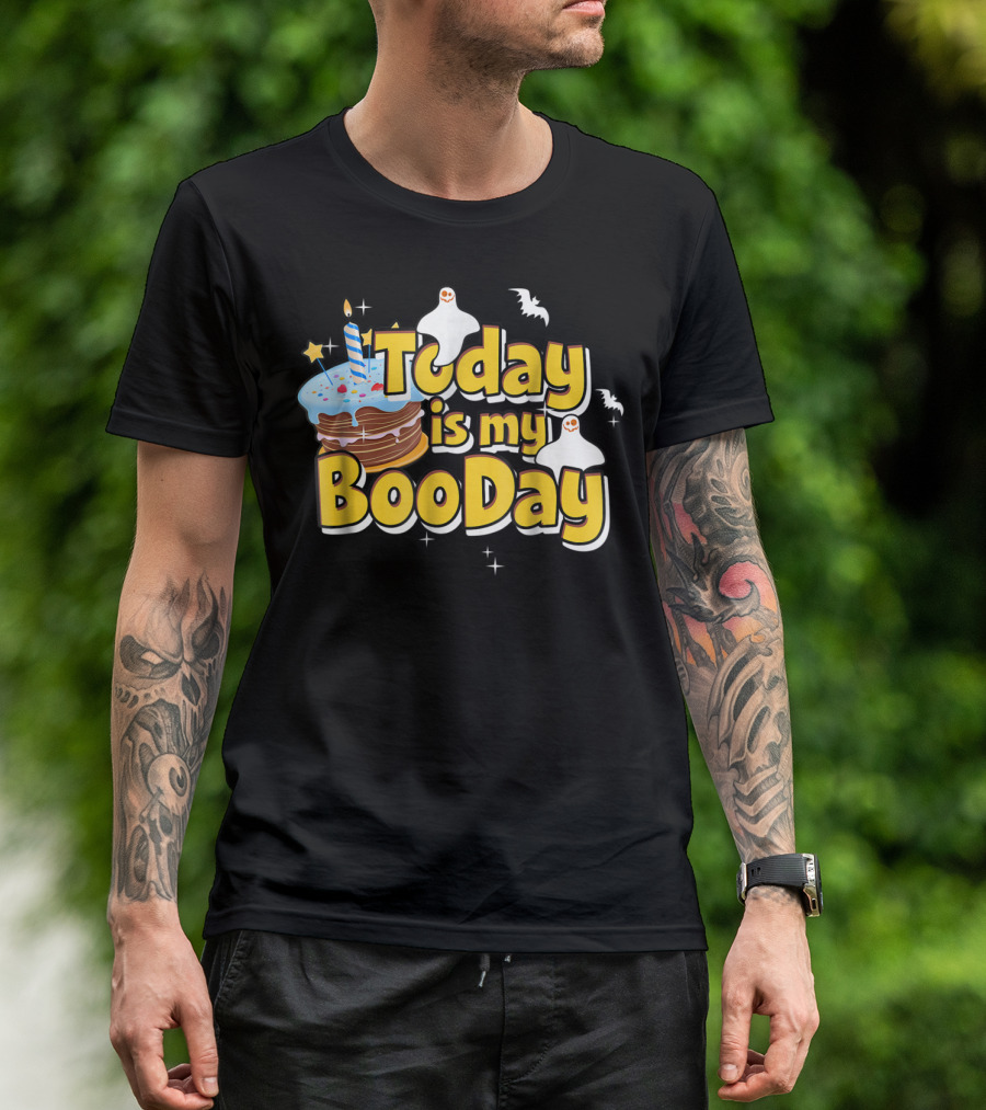 Today Is My Boo Day Halloween Birthday Cake Ghost Bats T-Shirt