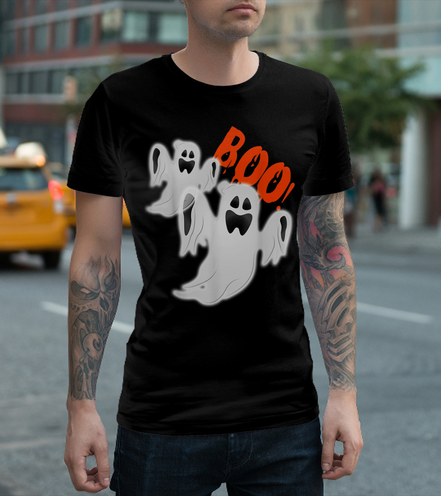 Boo Halloween Funny Ghosts With Spooky Expression T-Shirt