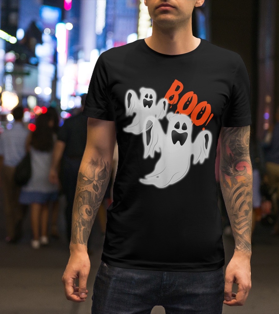 Boo Halloween Funny Ghosts With Spooky Expression T-Shirt