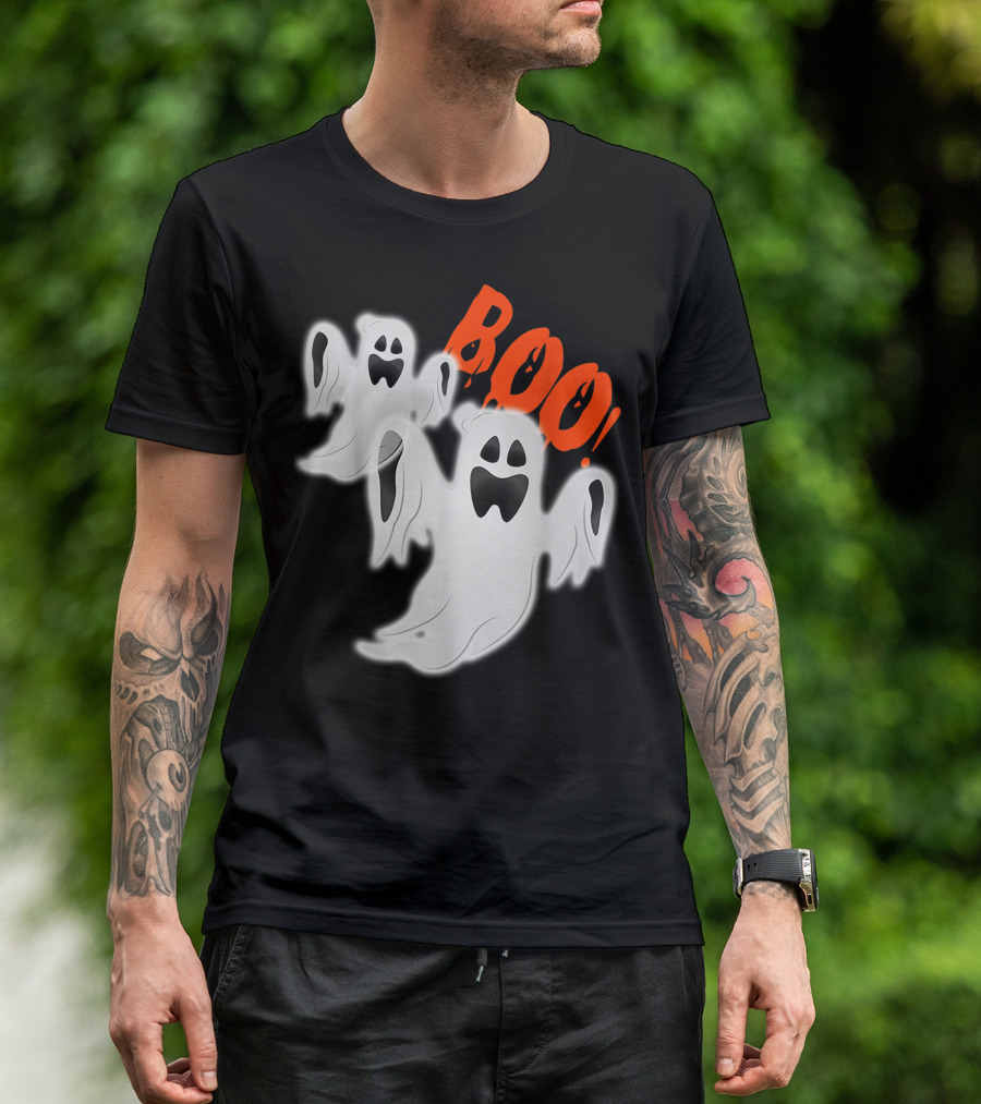 Boo Halloween Funny Ghosts With Spooky Expression T-Shirt