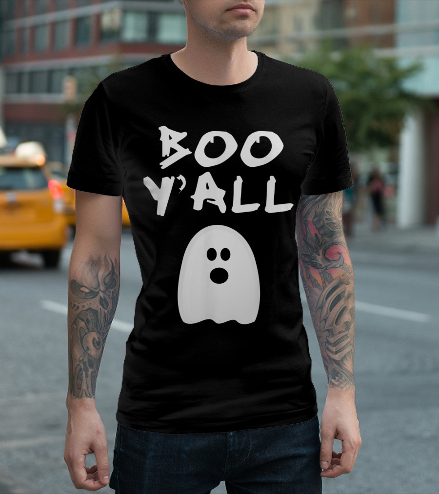 Boo Y'all Halloween Little Ghost White Funny Spooky Ghost T-Shirt
